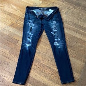 American Eagle dark distressed jeggings